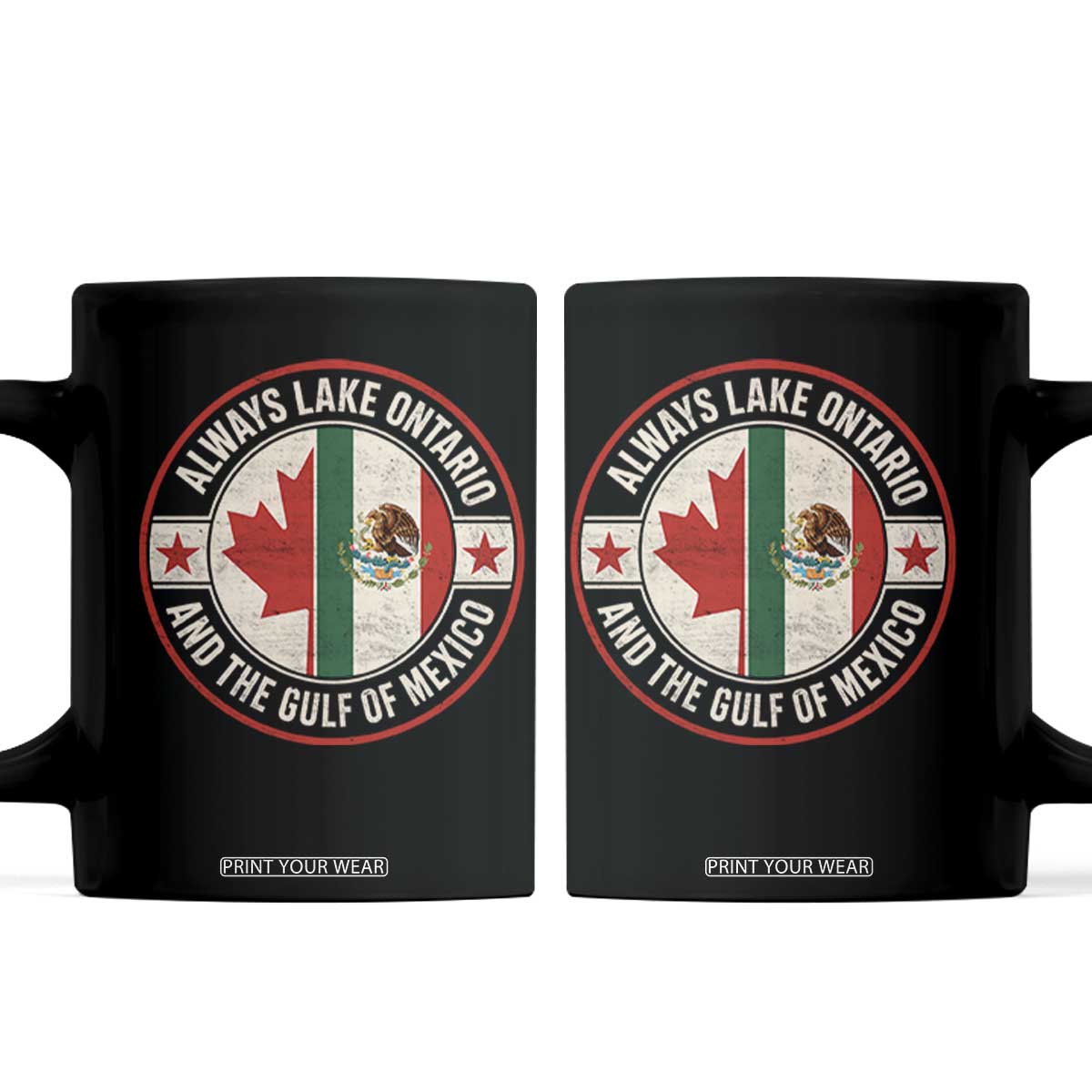 Always Lake Ontario And The Gulf of Mexico Coffee Mug Mexico And Canada Support Vintage Flag