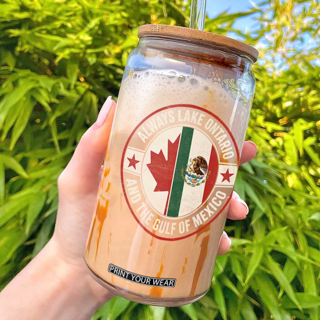 Always Lake Ontario And The Gulf of Mexico Glass Can Mexico And Canada Support Vintage Flag