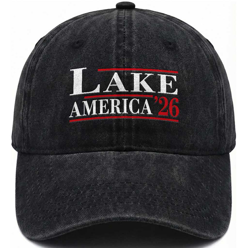 Lake America 2026 Washed Cotton Baseball Cap Previously Ontario Canada Funny Patriotic