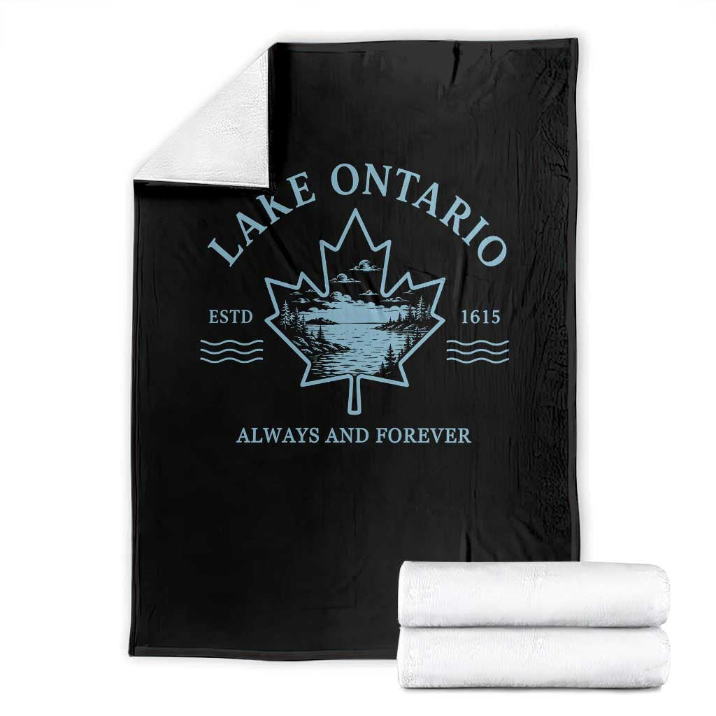 Lake Ontario Always And Forever Est 1615 Throw Blanket Great Lakes Souvenir Maple Leaf