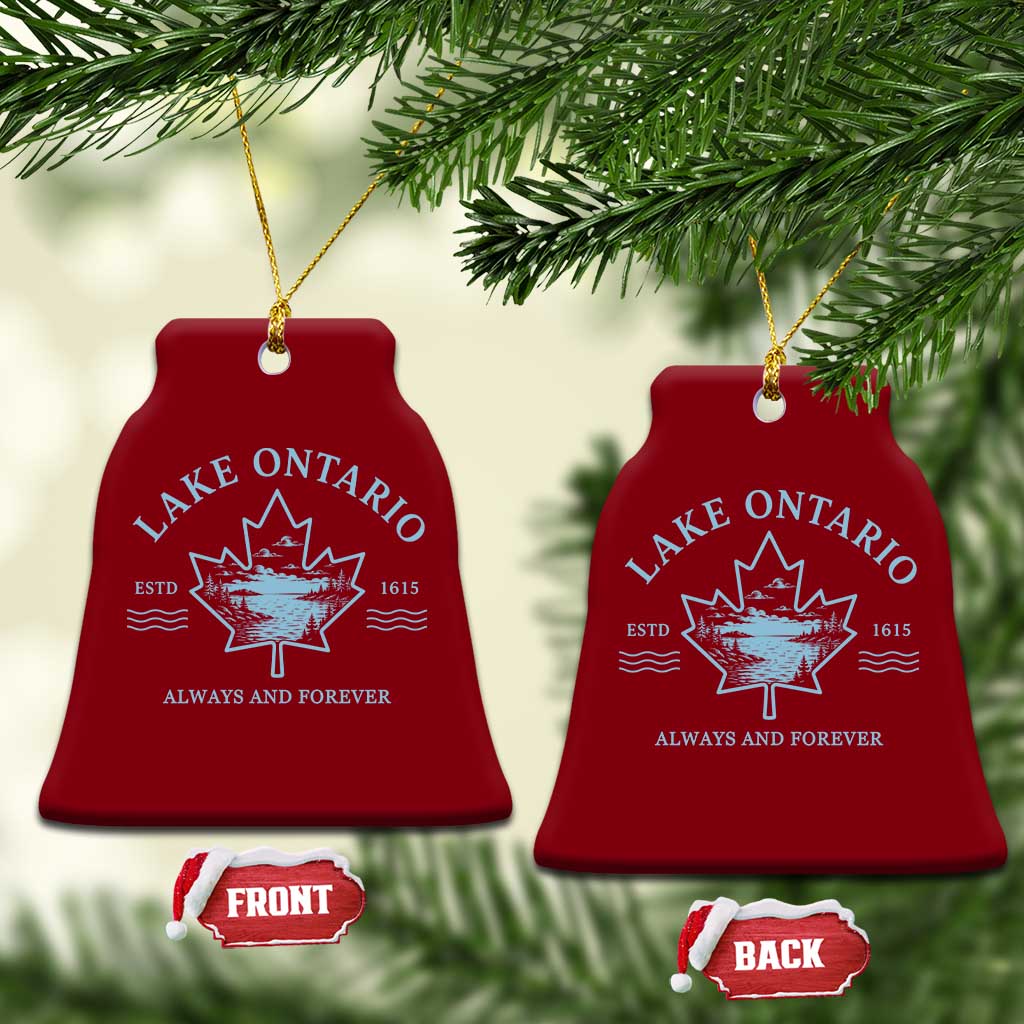 Lake Ontario Always And Forever Est 1615 Ceramic Ornament Great Lakes Souvenir Maple Leaf