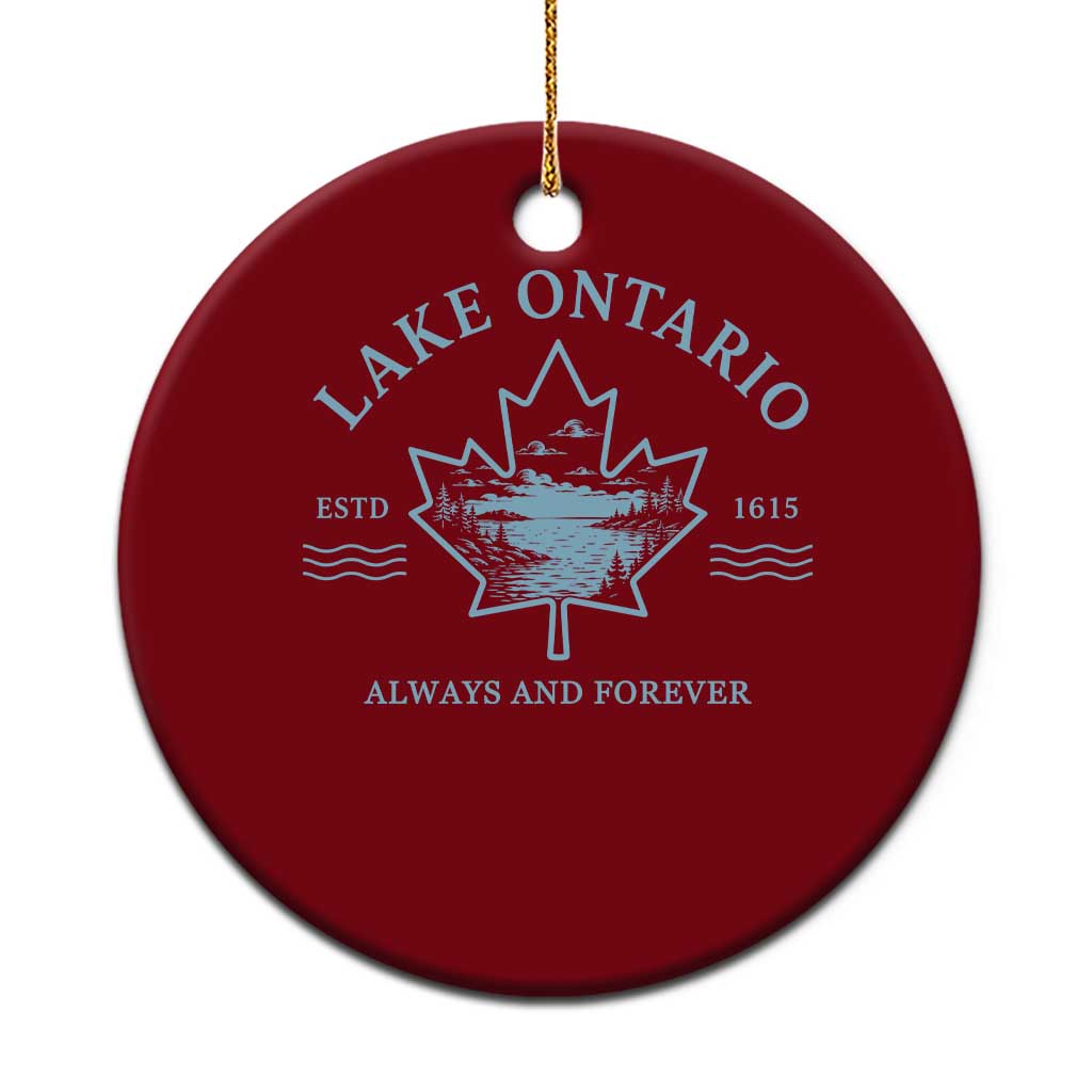Lake Ontario Always And Forever Est 1615 Ceramic Ornament Great Lakes Souvenir Maple Leaf