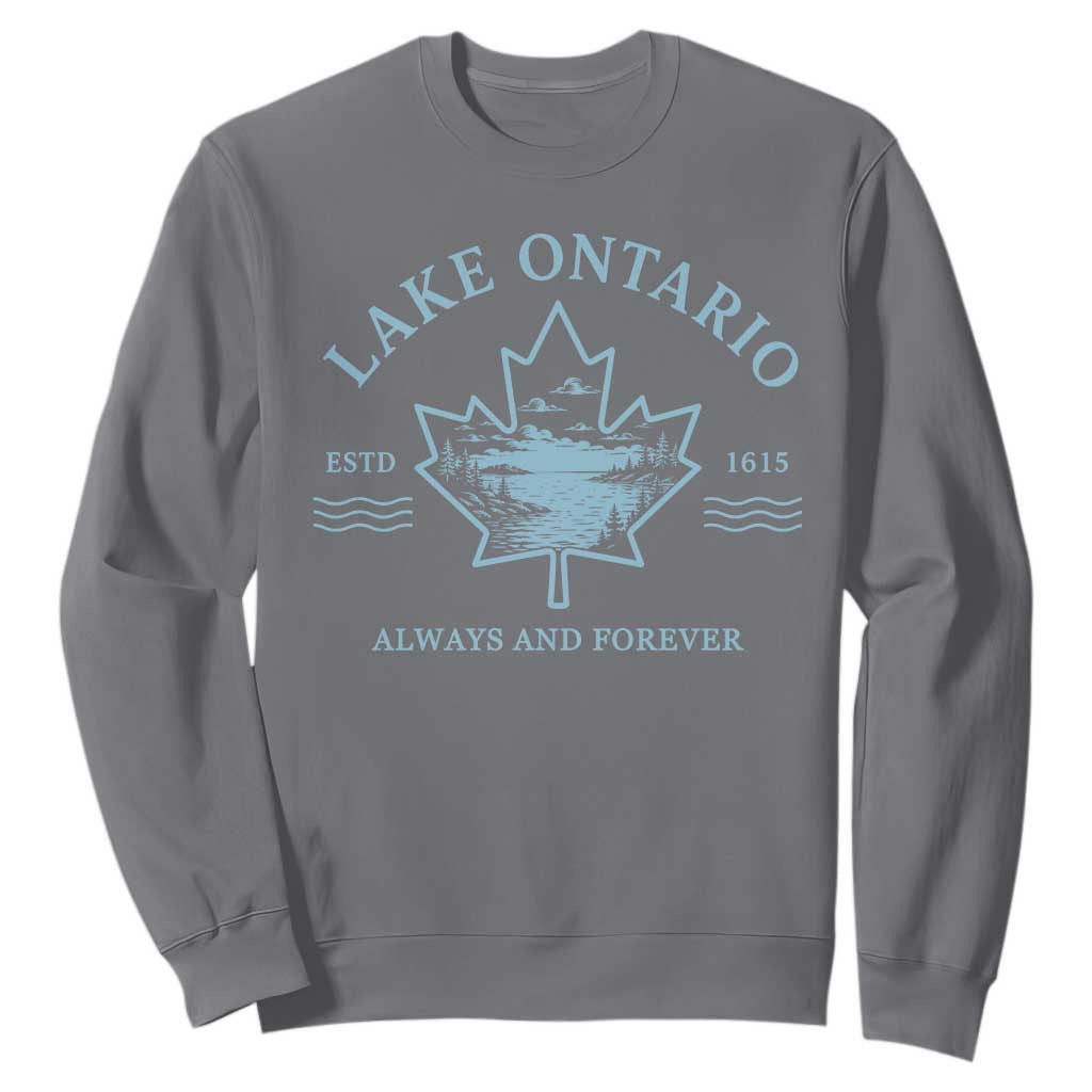 Lake Ontario Always And Forever Est 1615 Sweatshirt Great Lakes Souvenir Maple Leaf