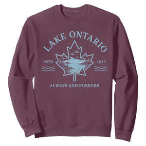 Lake Ontario Always And Forever Est 1615 Sweatshirt Great Lakes Souvenir Maple Leaf