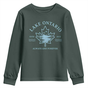 Lake Ontario Always And Forever Est 1615 Youth Sweatshirt Great Lakes Souvenir Maple Leaf
