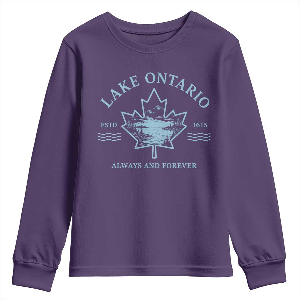 Lake Ontario Always And Forever Est 1615 Youth Sweatshirt Great Lakes Souvenir Maple Leaf