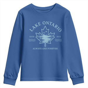Lake Ontario Always And Forever Est 1615 Youth Sweatshirt Great Lakes Souvenir Maple Leaf