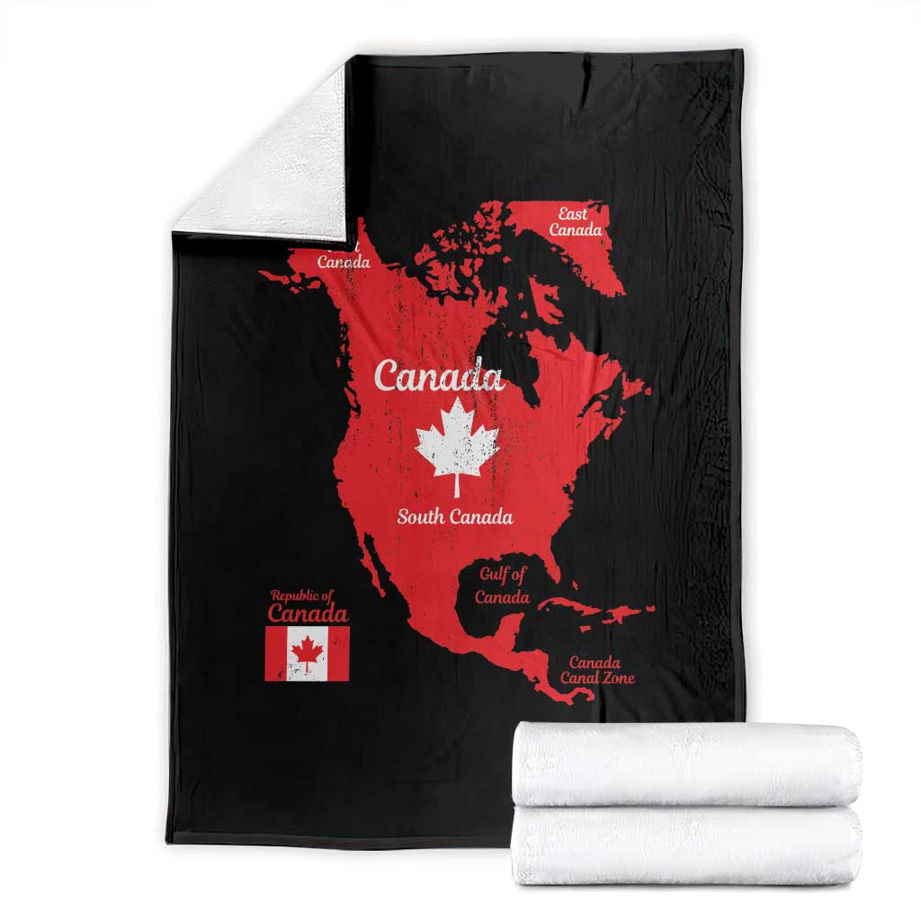 Funny All Canada Territory Map Throw Blanket Canadian Pride Patriotic Vintage Maple Leaf