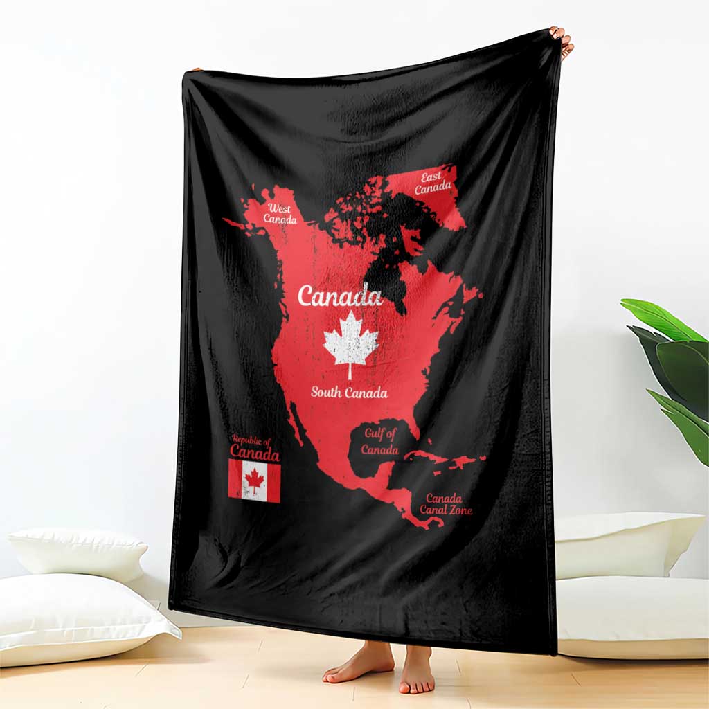 Funny All Canada Territory Map Throw Blanket Canadian Pride Patriotic Vintage Maple Leaf
