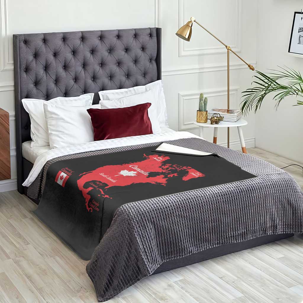Funny All Canada Territory Map Throw Blanket Canadian Pride Patriotic Vintage Maple Leaf