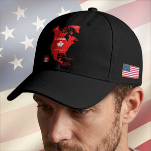 Funny All Canada Territory Map Baseball Cap Canadian Pride Patriotic Vintage Maple Leaf