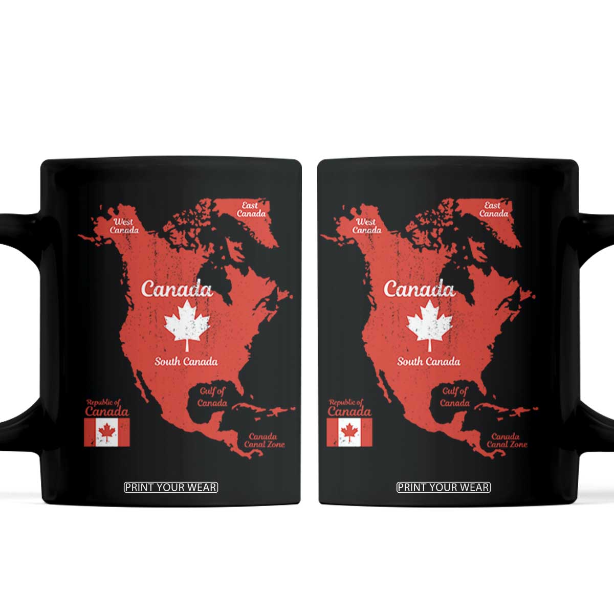 Funny All Canada Territory Map Coffee Mug Canadian Pride Patriotic Vintage Maple Leaf