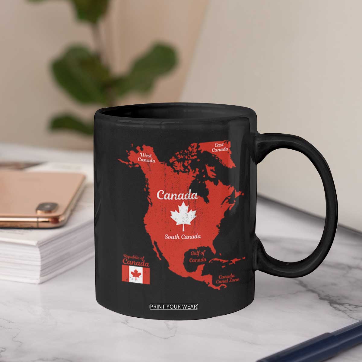 Funny All Canada Territory Map Coffee Mug Canadian Pride Patriotic Vintage Maple Leaf