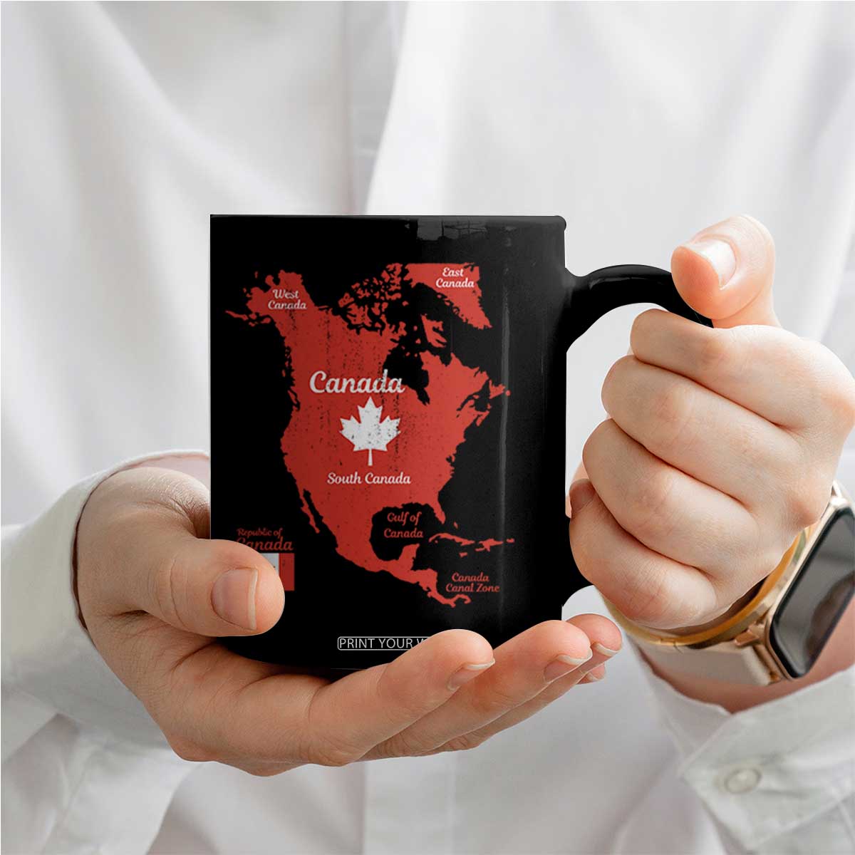 Funny All Canada Territory Map Coffee Mug Canadian Pride Patriotic Vintage Maple Leaf
