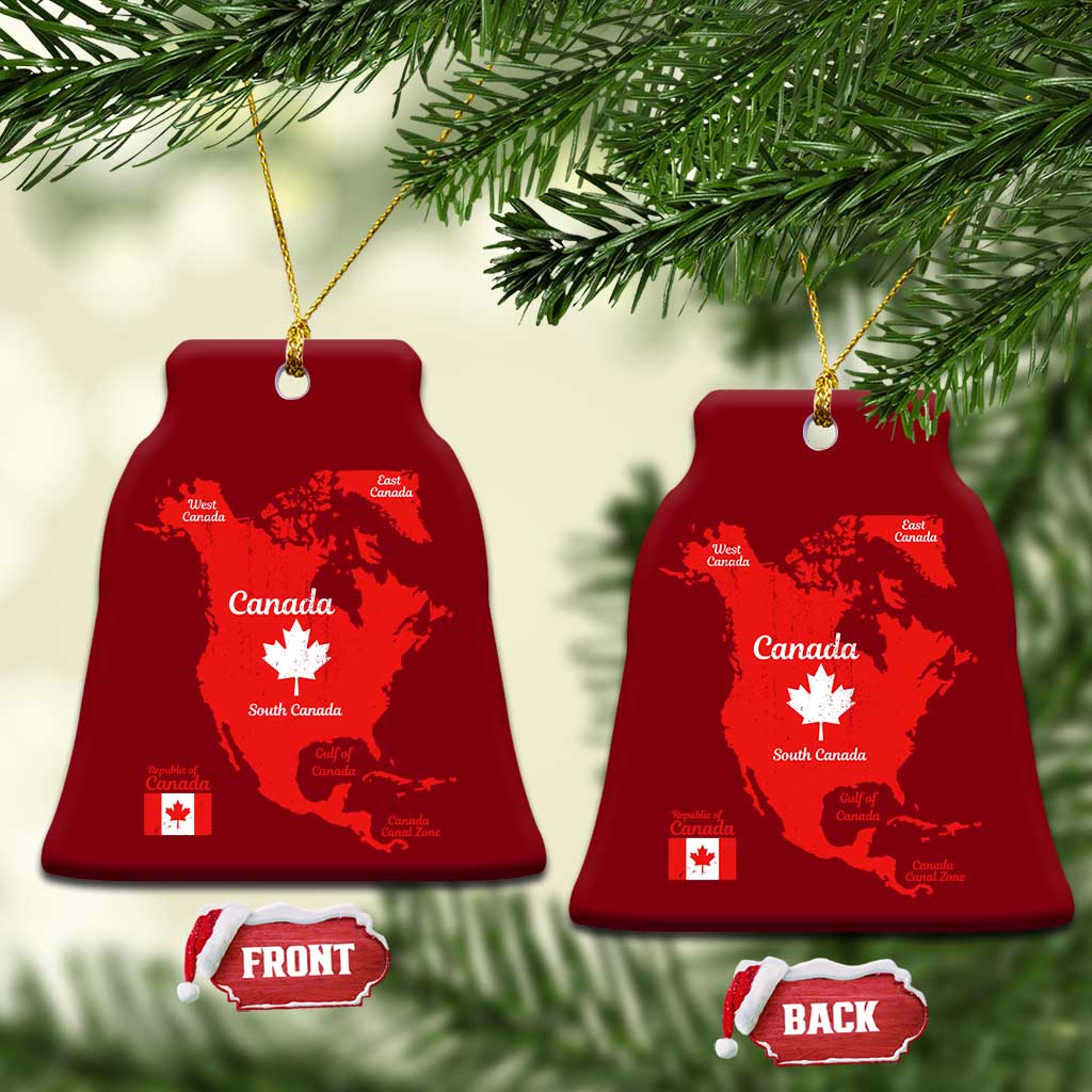 Funny All Canada Territory Map Ceramic Ornament Canadian Pride Patriotic Vintage Maple Leaf