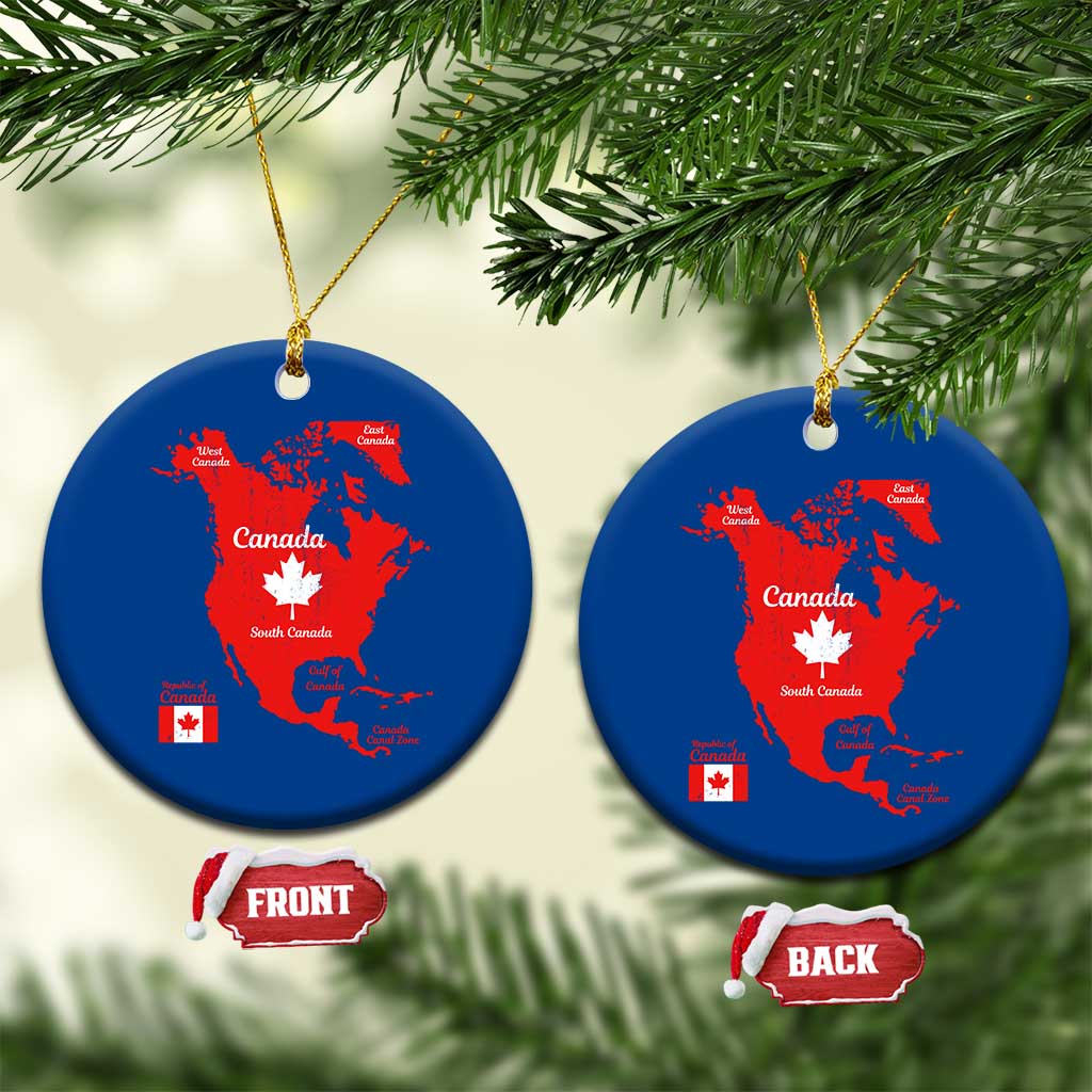Funny All Canada Territory Map Ceramic Ornament Canadian Pride Patriotic Vintage Maple Leaf