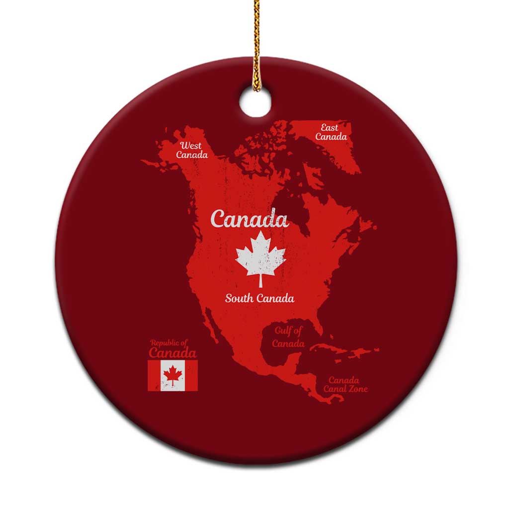 Funny All Canada Territory Map Ceramic Ornament Canadian Pride Patriotic Vintage Maple Leaf
