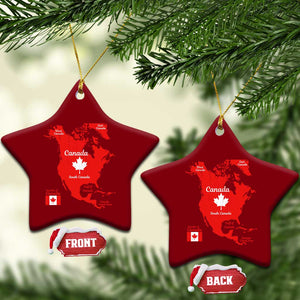 Funny All Canada Territory Map Ceramic Ornament Canadian Pride Patriotic Vintage Maple Leaf
