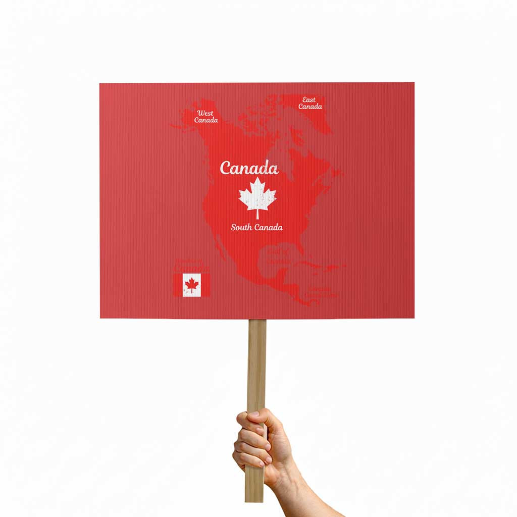 Funny All Canada Territory Map Protest Sign Canadian Pride Patriotic Vintage Maple Leaf