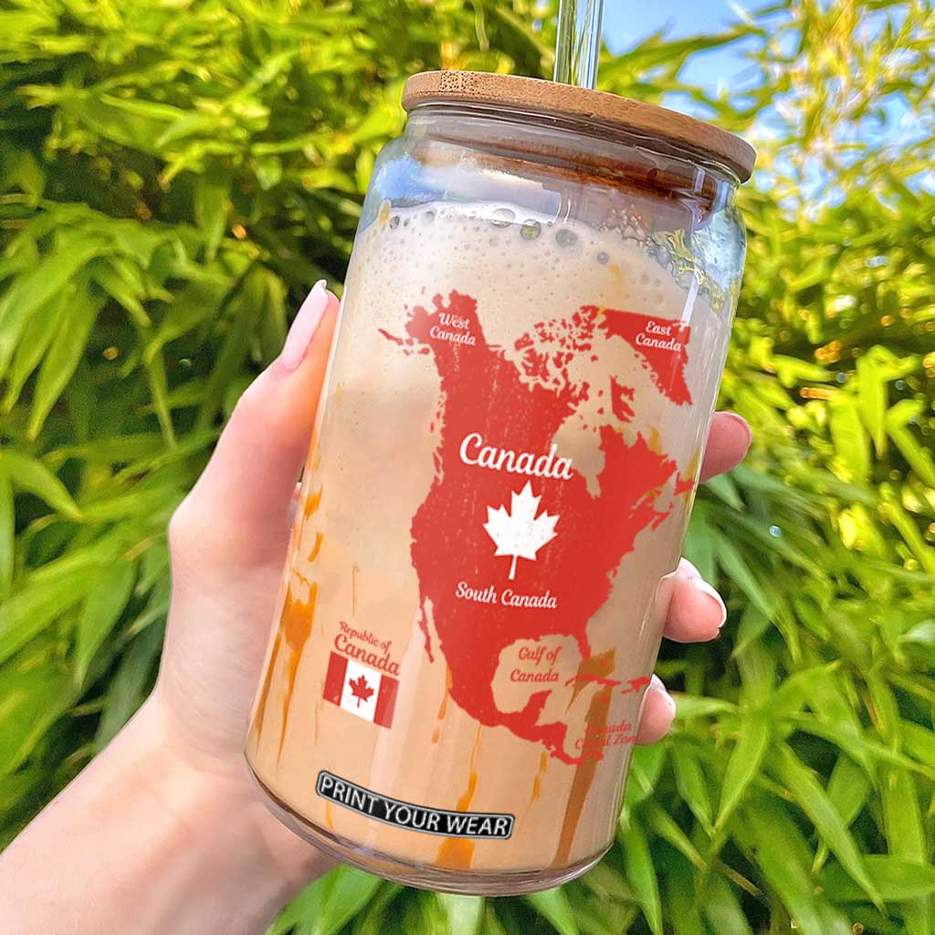 Funny All Canada Territory Map Glass Can Canadian Pride Patriotic Vintage Maple Leaf