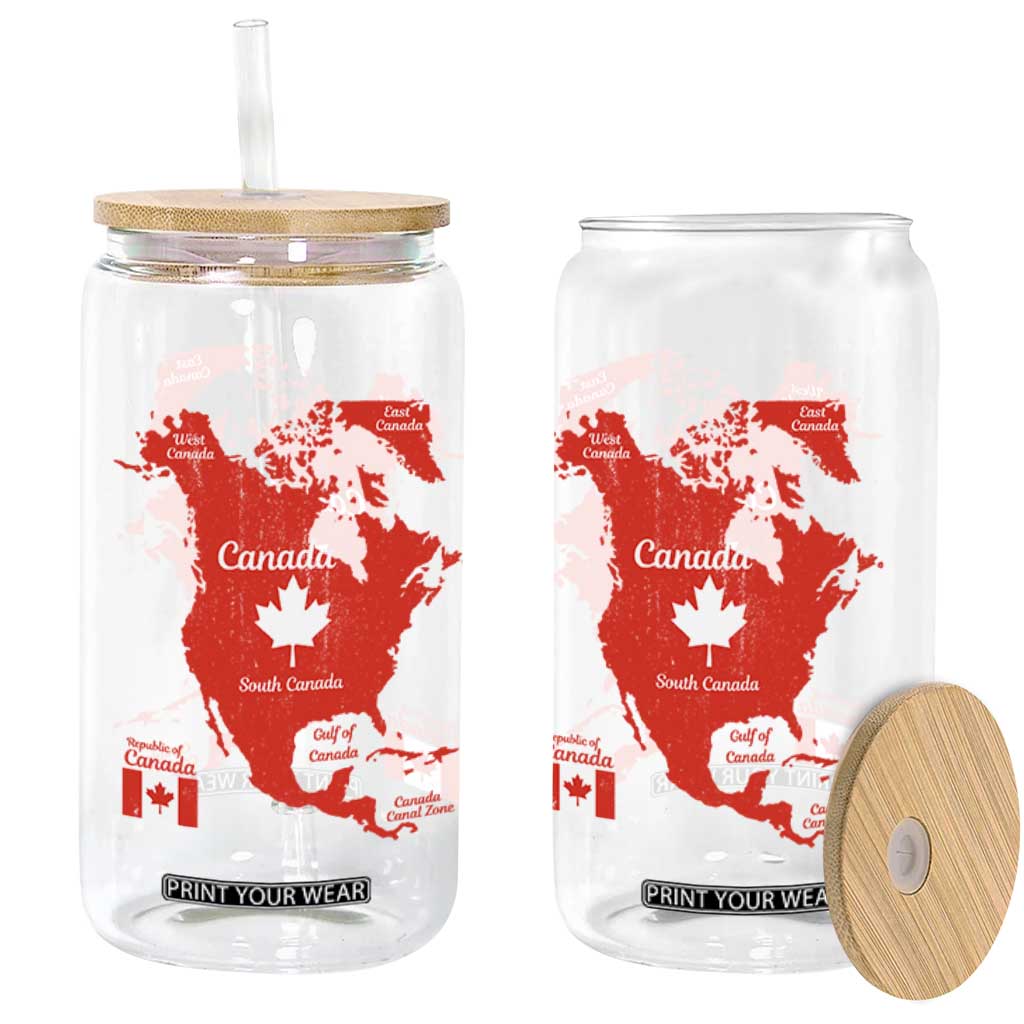 Funny All Canada Territory Map Glass Can Canadian Pride Patriotic Vintage Maple Leaf