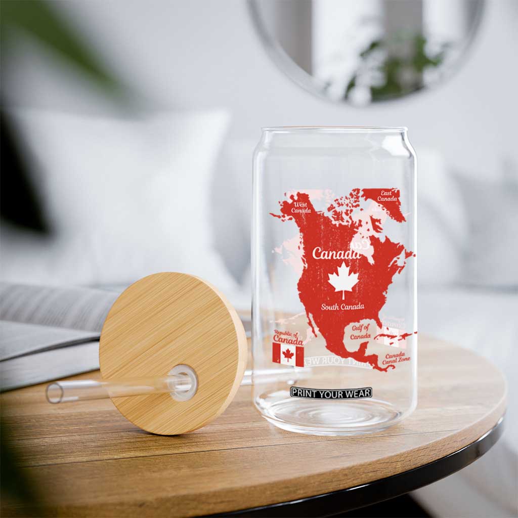 Funny All Canada Territory Map Glass Can Canadian Pride Patriotic Vintage Maple Leaf