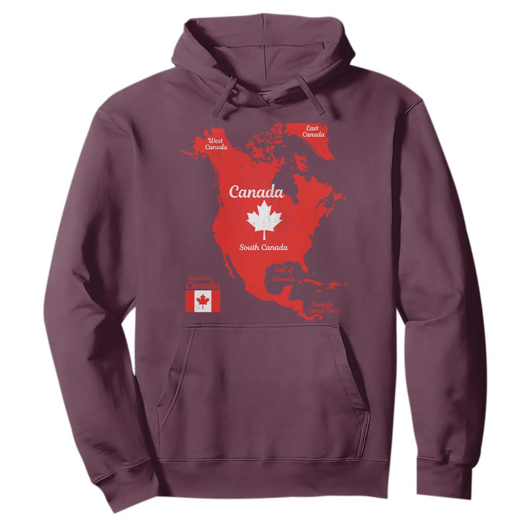 Funny All Canada Territory Map Hoodie Canadian Pride Patriotic Vintage Maple Leaf