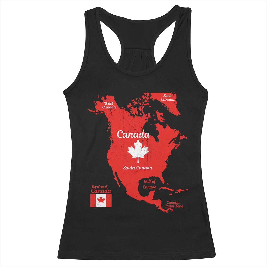 Funny All Canada Territory Map Racerback Tank Top Canadian Pride Patriotic Vintage Maple Leaf