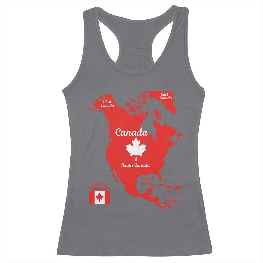 Funny All Canada Territory Map Racerback Tank Top Canadian Pride Patriotic Vintage Maple Leaf