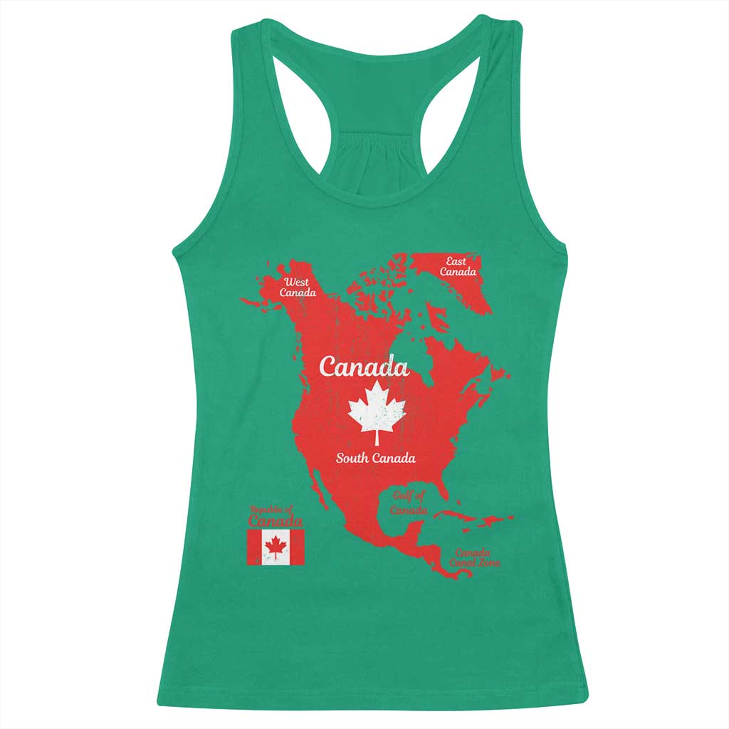 Funny All Canada Territory Map Racerback Tank Top Canadian Pride Patriotic Vintage Maple Leaf