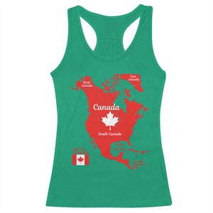 Funny All Canada Territory Map Racerback Tank Top Canadian Pride Patriotic Vintage Maple Leaf