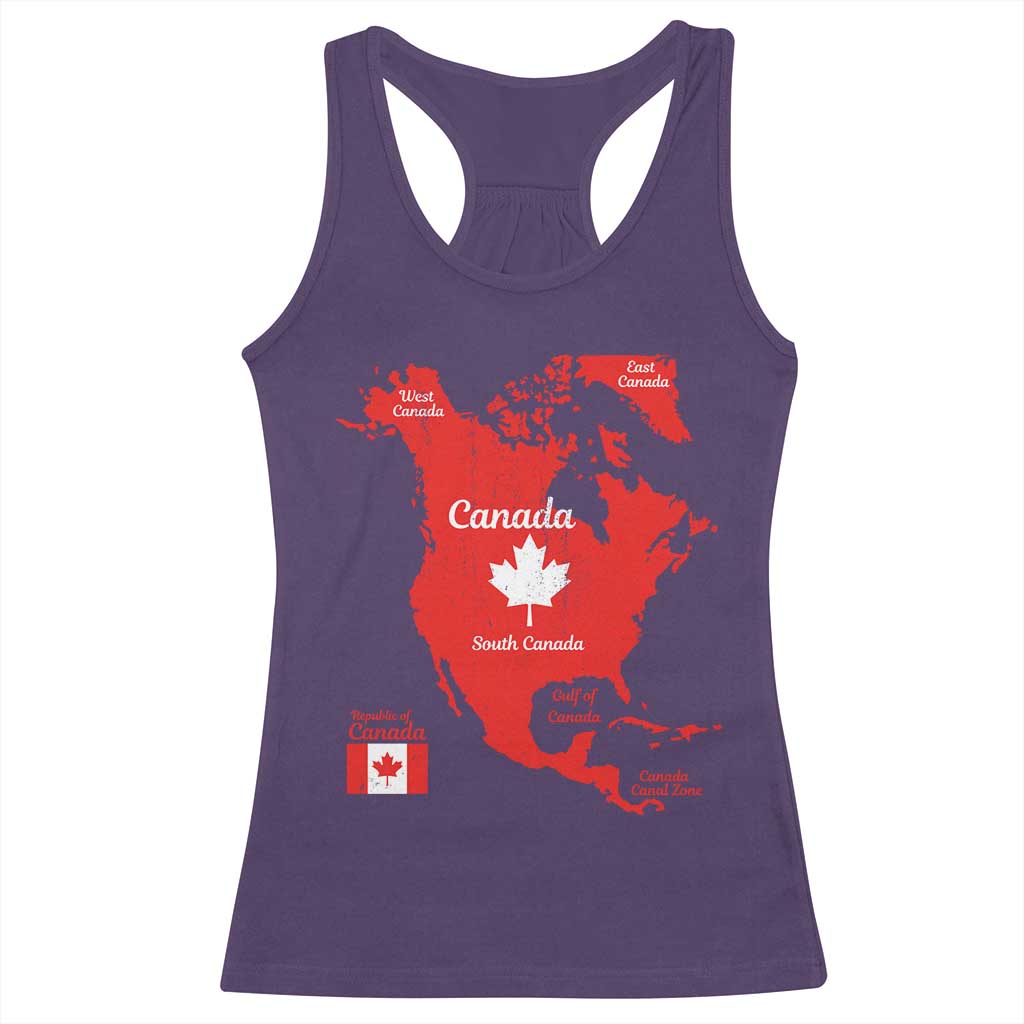 Funny All Canada Territory Map Racerback Tank Top Canadian Pride Patriotic Vintage Maple Leaf