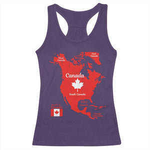 Funny All Canada Territory Map Racerback Tank Top Canadian Pride Patriotic Vintage Maple Leaf
