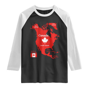 Funny All Canada Territory Map Raglan Shirt Canadian Pride Patriotic Vintage Maple Leaf