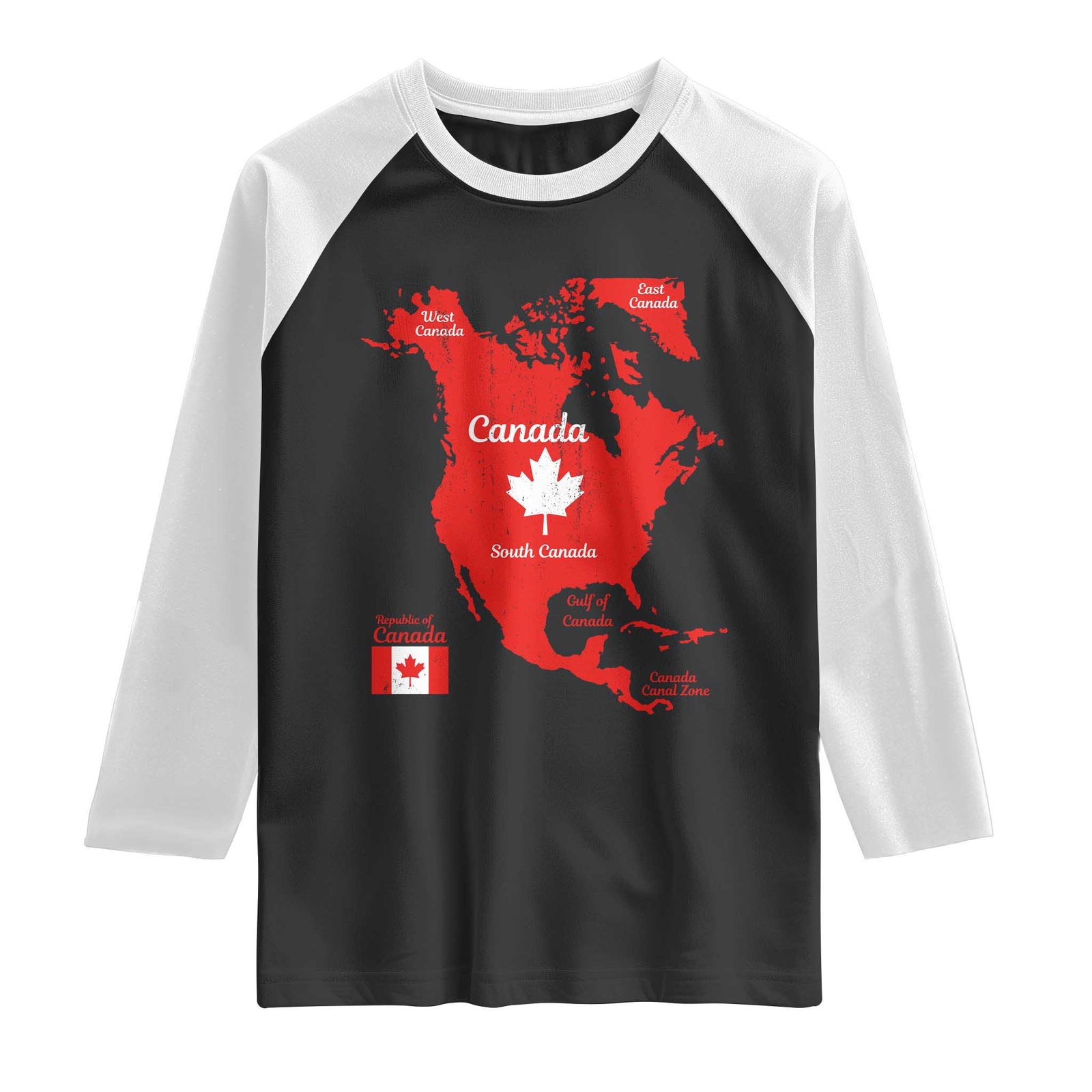 Funny All Canada Territory Map Raglan Shirt Canadian Pride Patriotic Vintage Maple Leaf