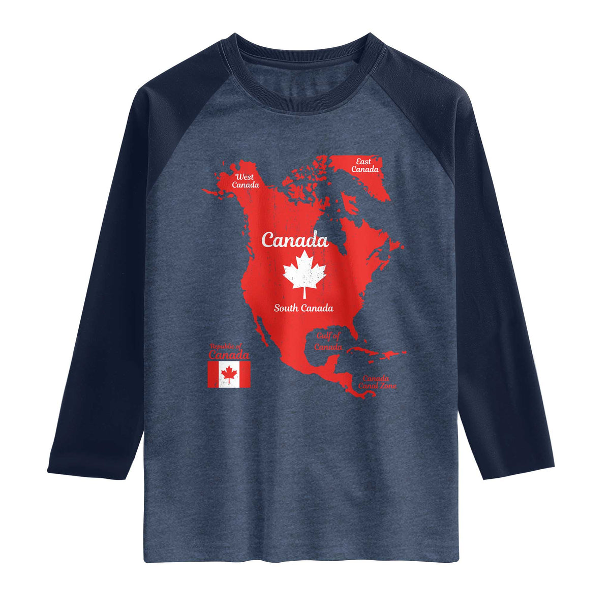 Funny All Canada Territory Map Raglan Shirt Canadian Pride Patriotic Vintage Maple Leaf