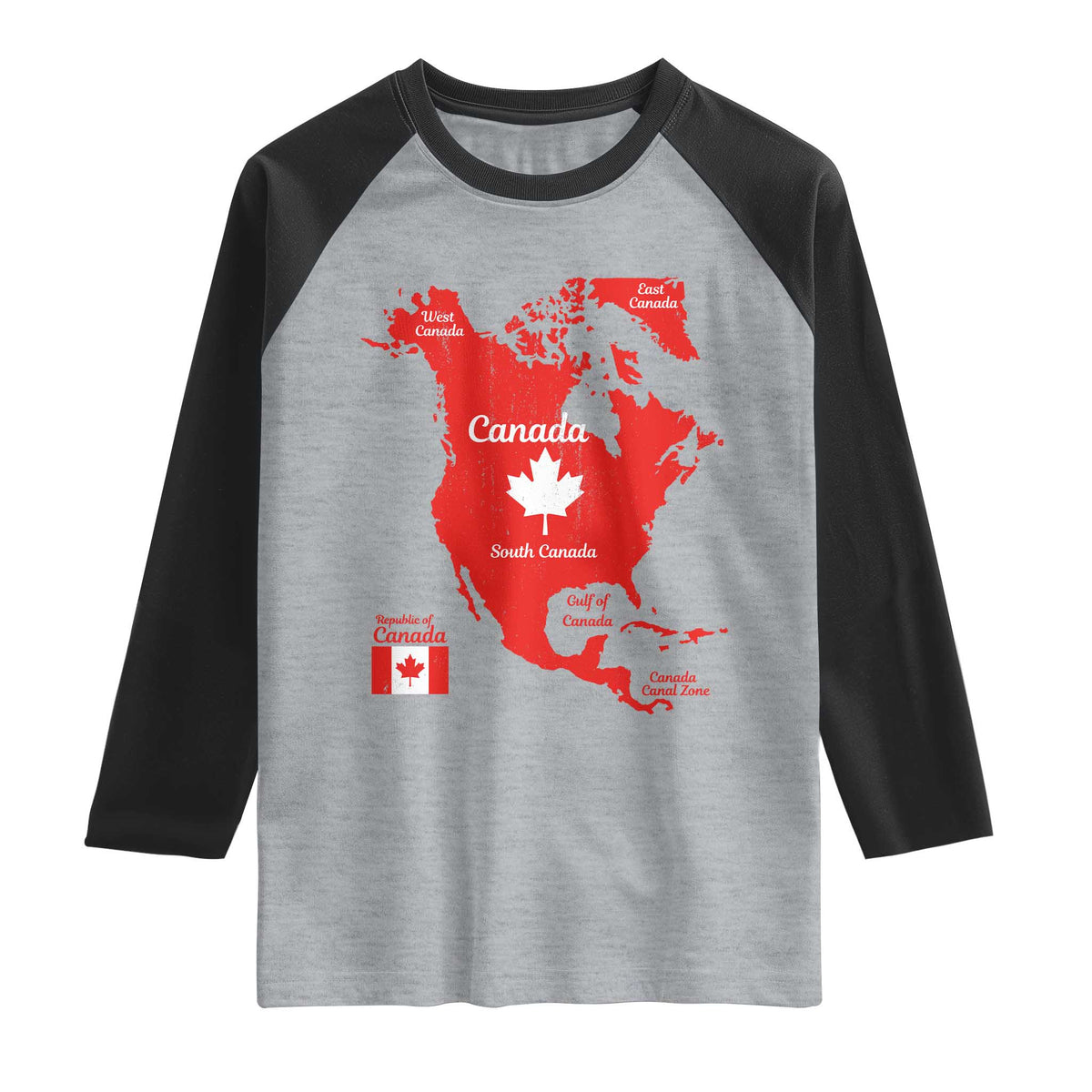 Funny All Canada Territory Map Raglan Shirt Canadian Pride Patriotic Vintage Maple Leaf