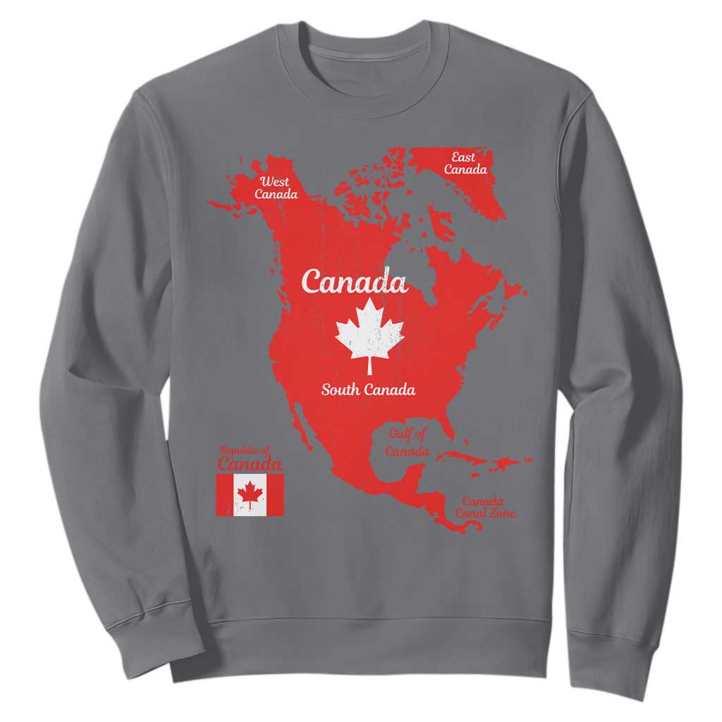 Funny All Canada Territory Map Sweatshirt Canadian Pride Patriotic Vintage Maple Leaf