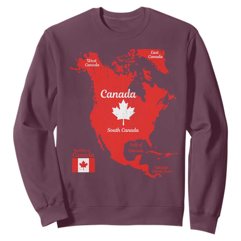 Funny All Canada Territory Map Sweatshirt Canadian Pride Patriotic Vintage Maple Leaf