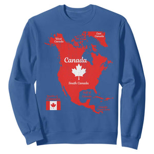 Funny All Canada Territory Map Sweatshirt Canadian Pride Patriotic Vintage Maple Leaf