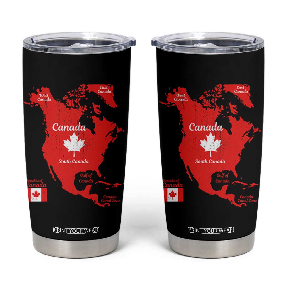 Funny All Canada Territory Map Tumbler Cup Canadian Pride Patriotic Vintage Maple Leaf