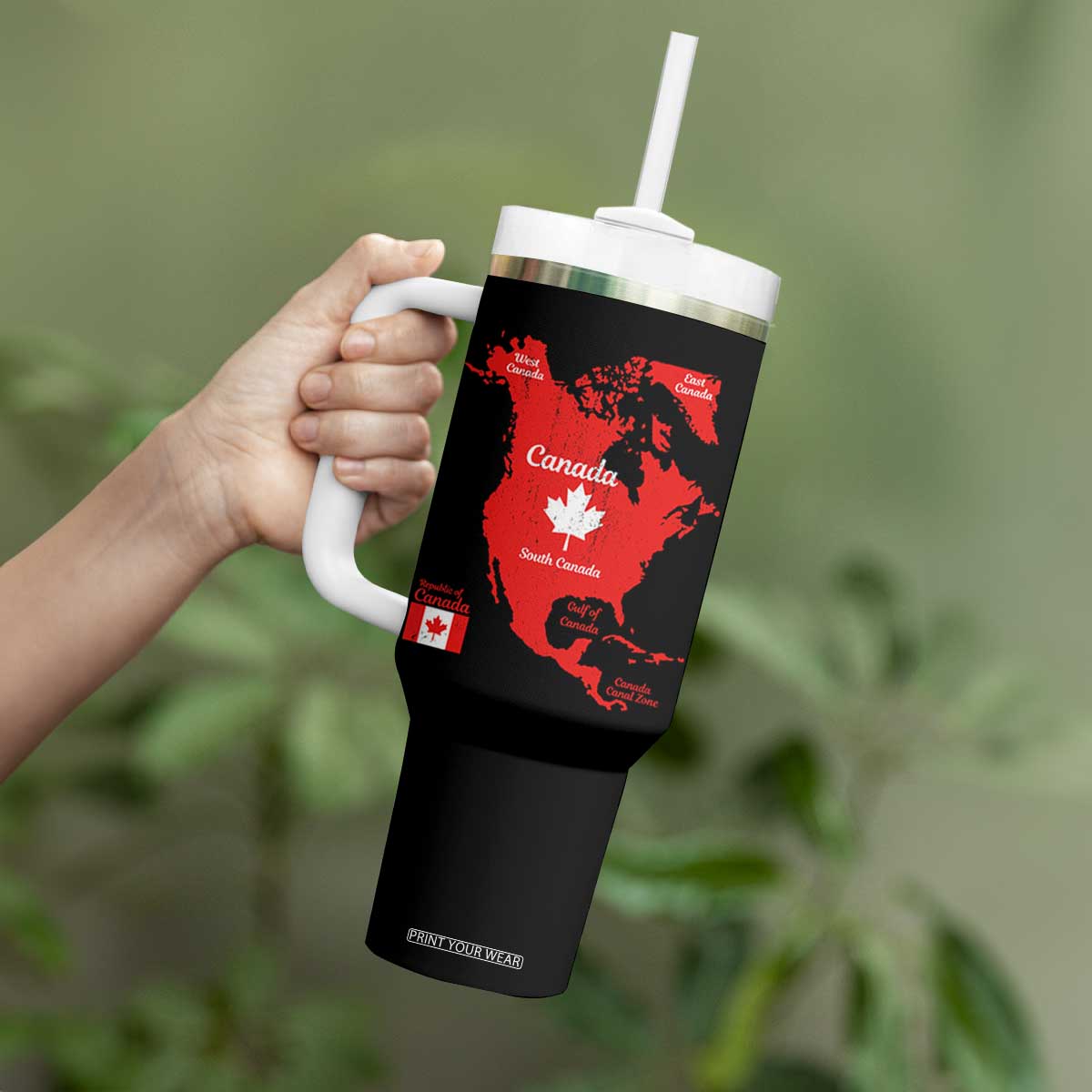 Funny All Canada Territory Map Tumbler With Handle Canadian Pride Patriotic Vintage Maple Leaf