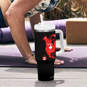 Funny All Canada Territory Map Tumbler With Handle Canadian Pride Patriotic Vintage Maple Leaf