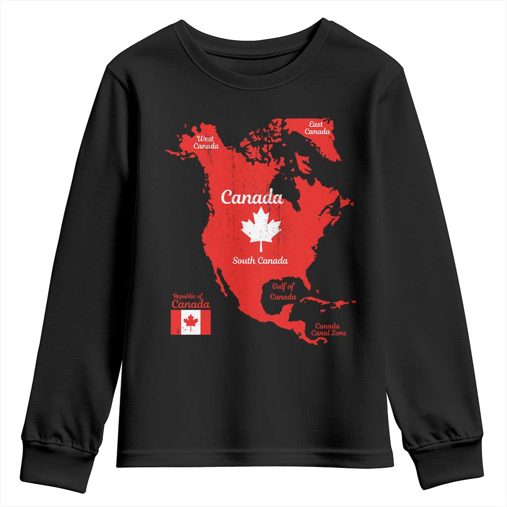Funny All Canada Territory Map Youth Sweatshirt Canadian Pride Patriotic Vintage Maple Leaf