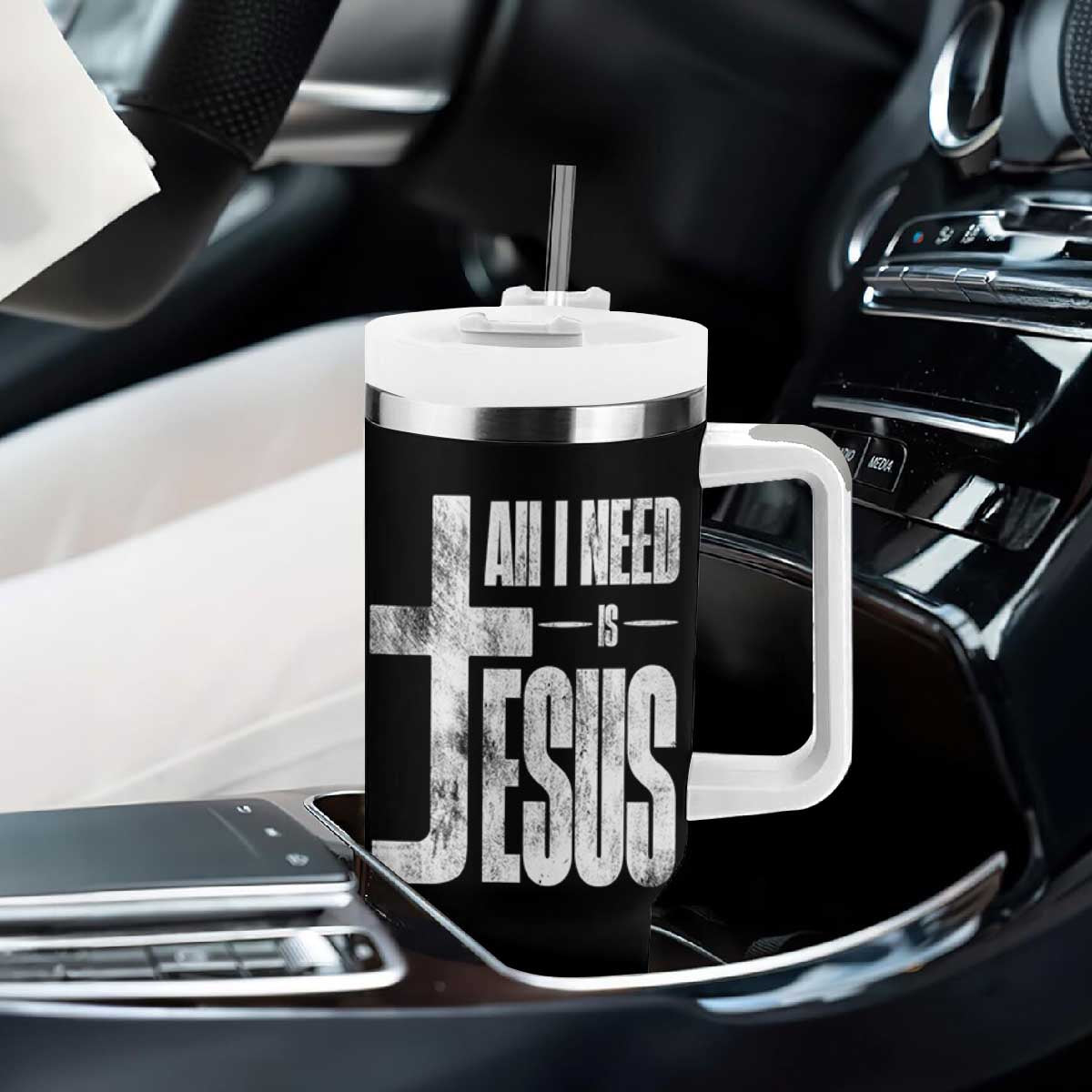 All I Need Is Jesus Tumbler With Handle Christian Believer Faith God Religious TS11 Print Your Wear