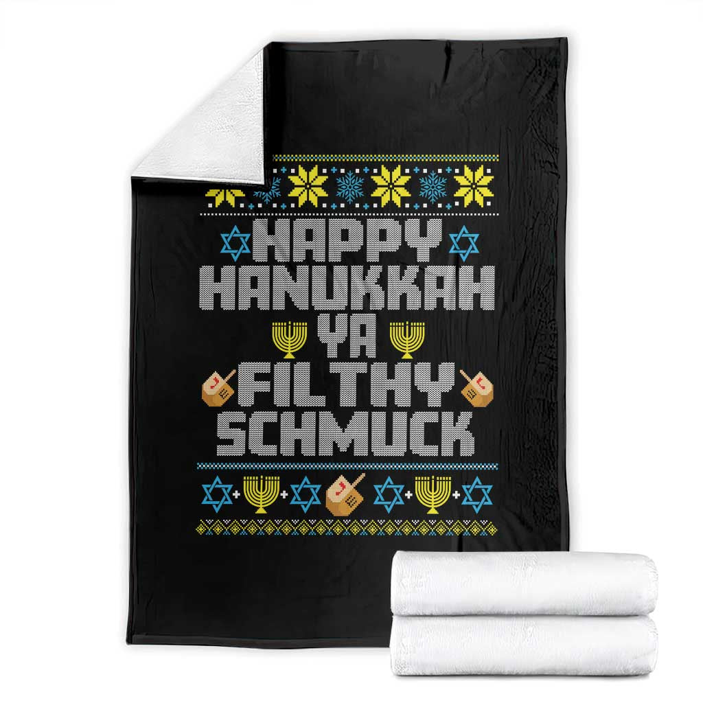 Happy Hanukkah Ya Filthy Schmuck Throw Blanket Funny Hanukkah Christmas Movie TS11 Black Print Your Wear