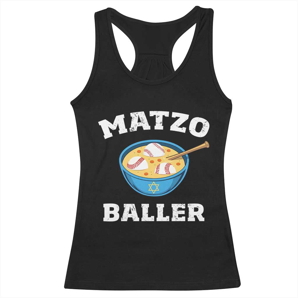 Funny Hanukkah Baseball Racerback Tank Top Matzo Baller Matzah Ball Jewish Chanukah Sports Lover TS11 Black Print Your Wear