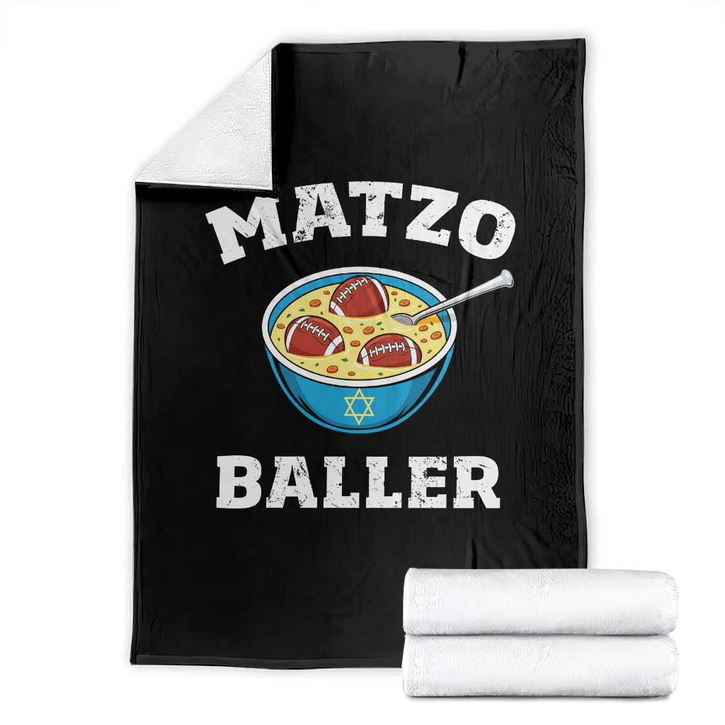 Funny Hanukkah Football Throw Blanket Matzo Baller Matzah Ball Jewish Chanukah Sports Lover TS11 Black Print Your Wear