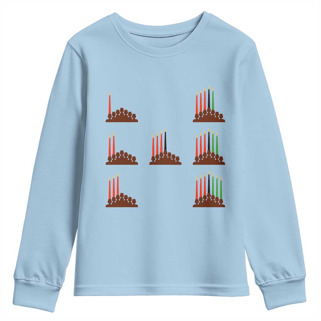 Kwanzaa Kinara Seven Candles African American Holiday Youth Sweatshirt TS11 Light Blue Print Your Wear