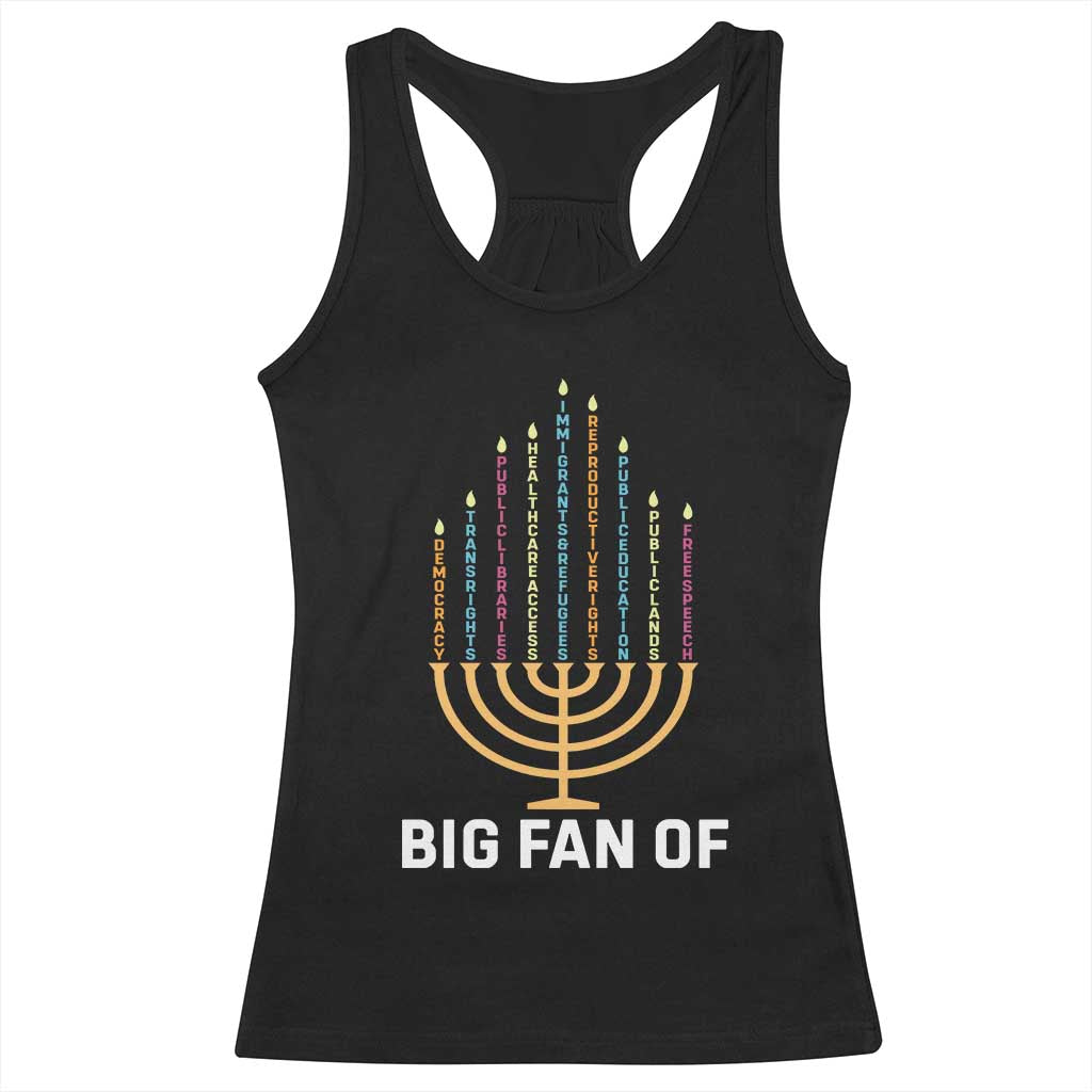 Hanukkah Human Rights Racerback Tank Top Big Fan Of Democracy Immigrants And Refugees TS11 Black Print Your Wear